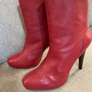 RED CALFSKIN PLATFORM BOOTIES CALVIN KLEIN 6.5M
